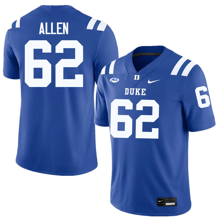 Duke Blue Devils #62 Cole Allen College Football Jersey Stitched-Blue